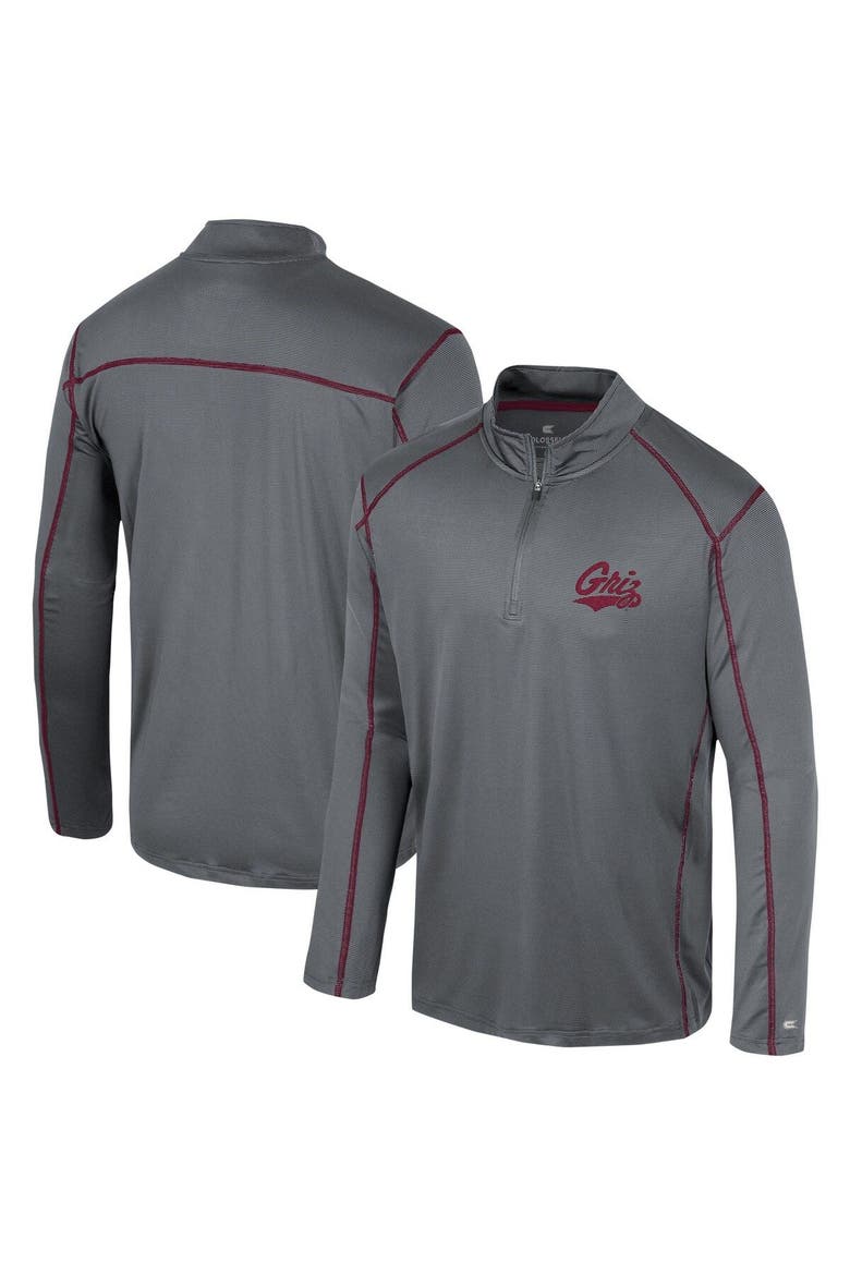 Men's Colosseum Black Montana Grizzlies Cameron Quarter-Zip Windshirt, Main, color, Black