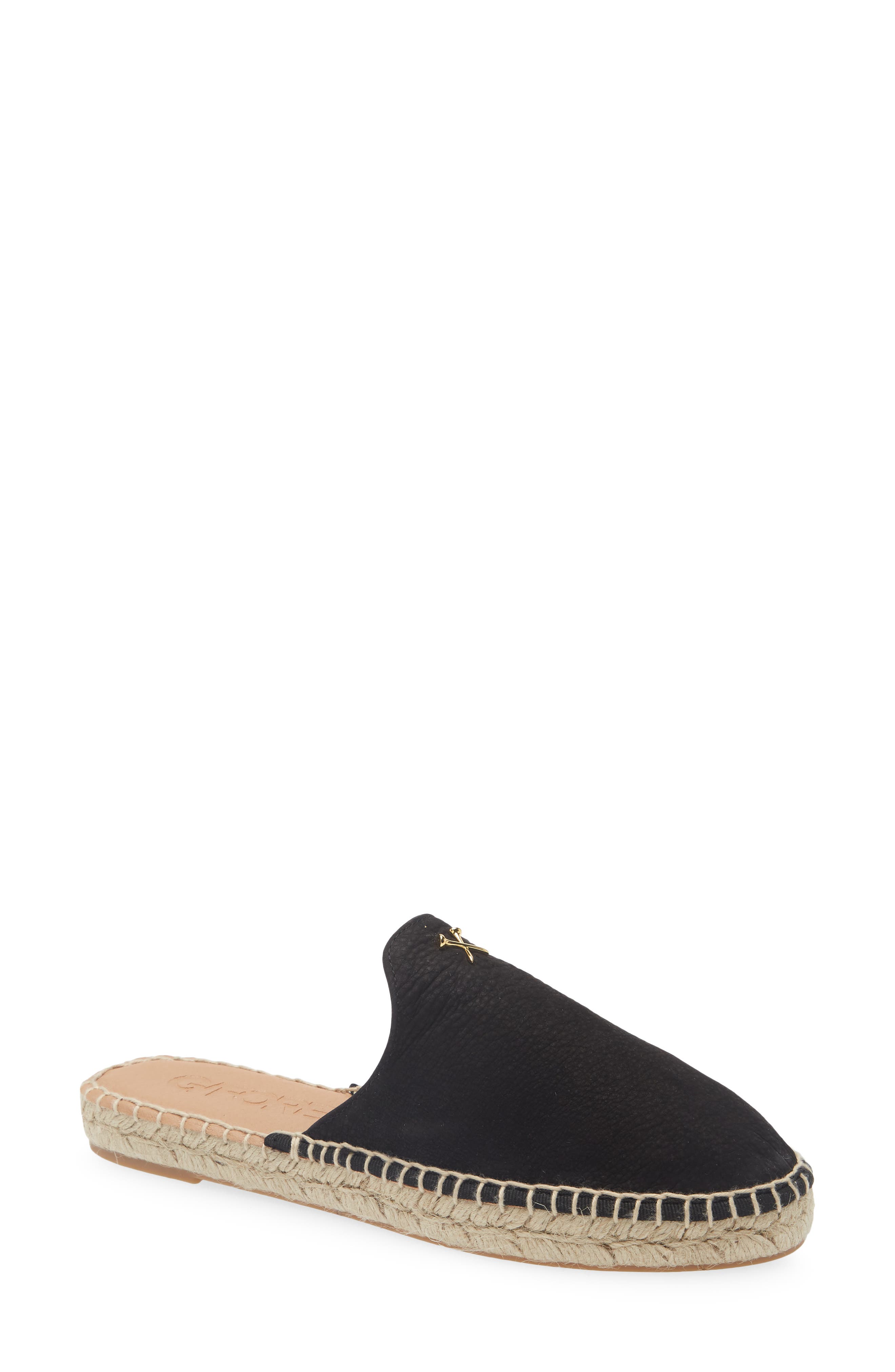 G/FORE Metal Tees Nubuck Espadrille Mule, Main, color, Onyx