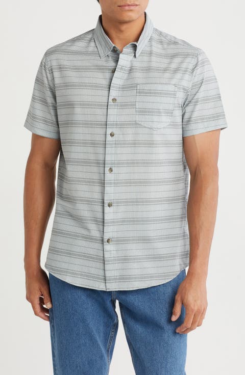Print UB Tech Short Sleeve Stretch Aero Mesh Button-Up Shirt