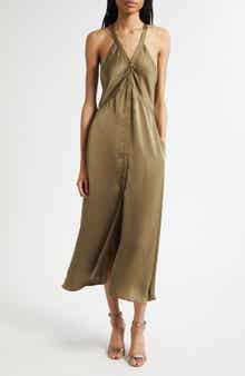 Cynthia Racerback Satin Shirtdress