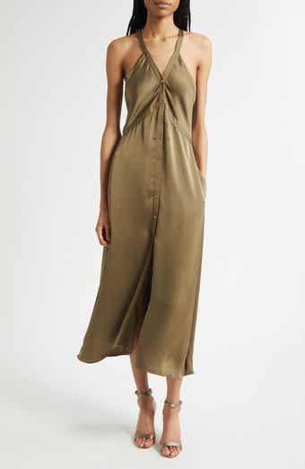 Cynthia Racerback Satin Shirtdress
