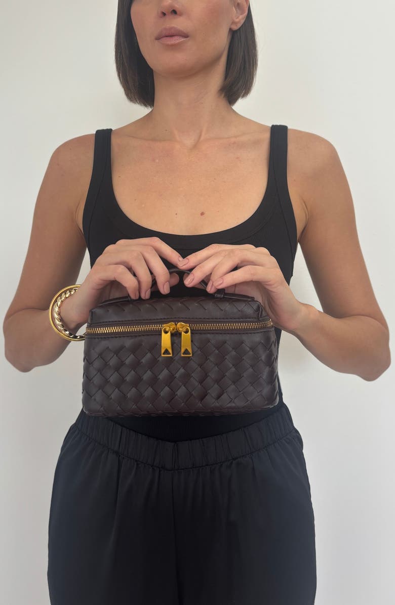 Adornia Burgundy Woven Top Handle Bag, Alternate, color, Burgundy