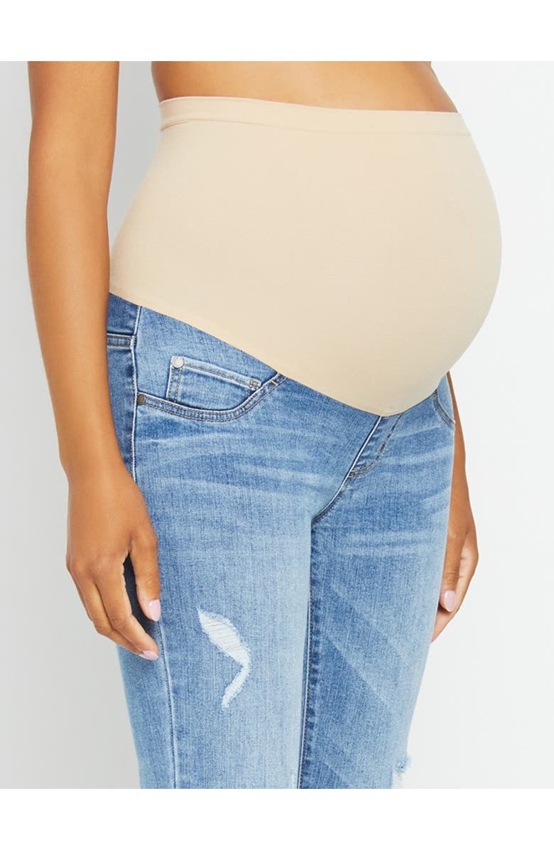 MOTHERHOOD MATERNITY Indigo Blue Sustainable Secret Fit Over the Belly Skinny Leg Maternity Jeans, Alternate, color, 