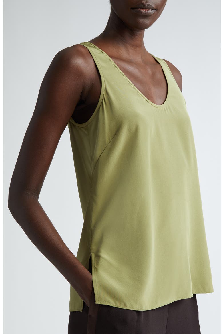 Silk Crêpe de Chine Tank, Alternate, color, MOSS