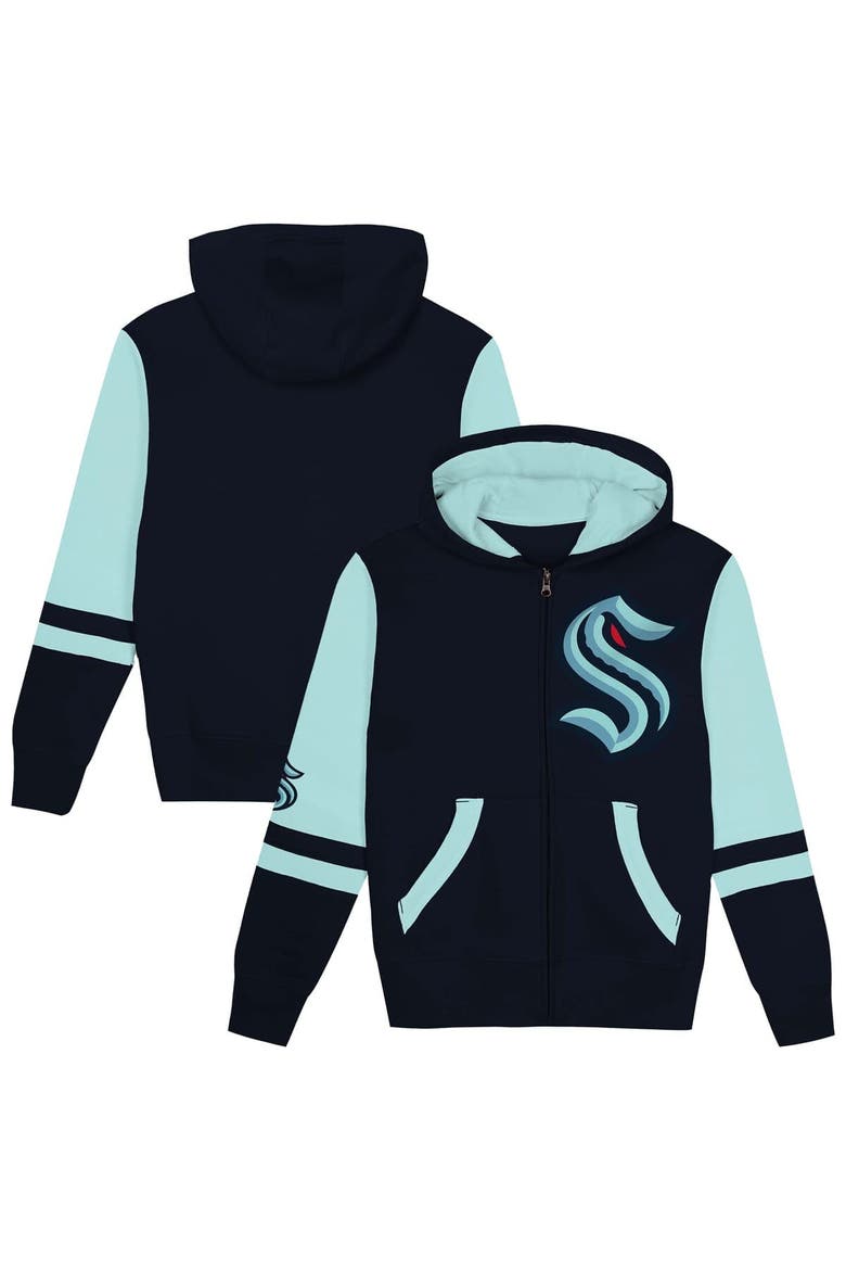 Preschool Navy Seattle Kraken Face Off Full-Zip Hoodie, Main, color, Navy