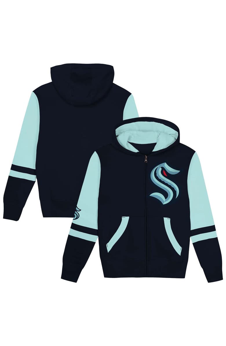 Outerstuff Preschool Navy Seattle Kraken Face Off Full-Zip Hoodie, Main, color, Navy