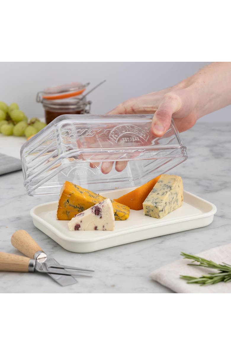 Kilner Fresh Cheese Storage Box with Ceramic Base, Alternate, color, Clear