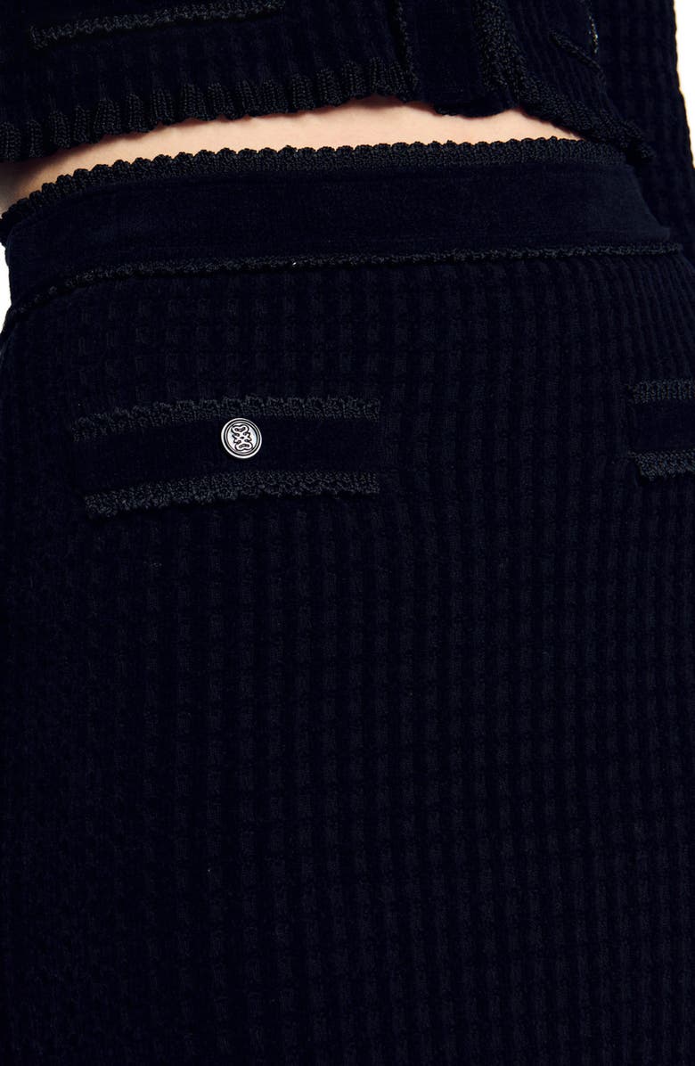 SANDRO Velvet knit midi skirt, Alternate, color, 