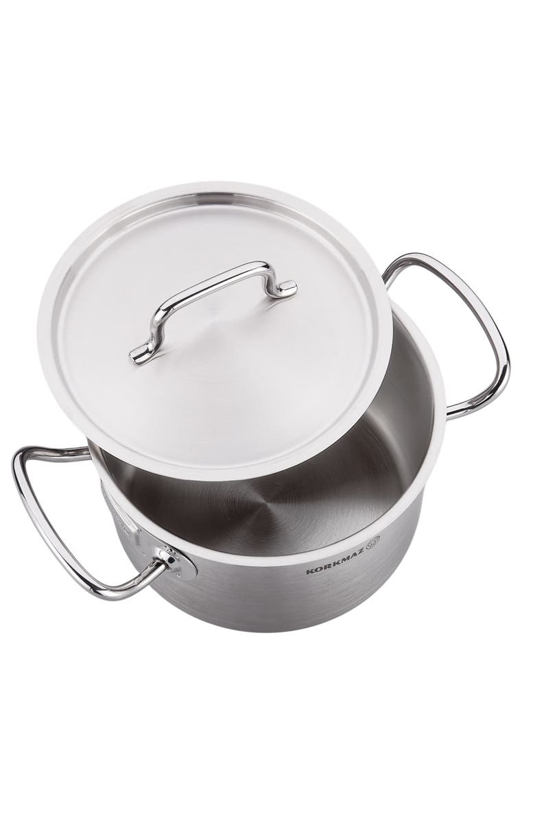 Korkmaz Gastro Proline 3.6 Liter Stainless Steel Casserole with Lid, Alternate, color, Silver