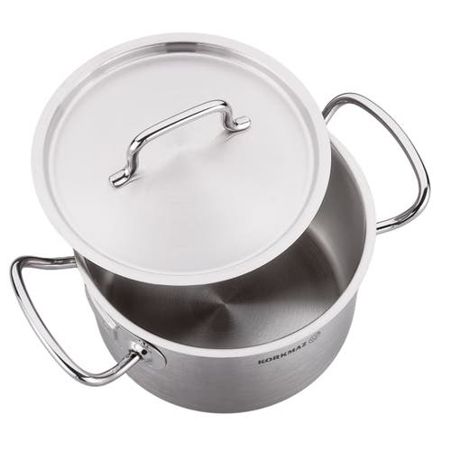 Korkmaz Gastro Proline 4.5 Liter Stainless Steel Low Casserole With Lid In Silver