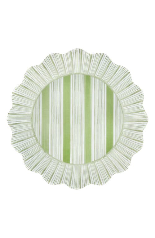 Juliska Cabana Stripe Melamine Dinner Plates, Set Of 4 In Seagrass