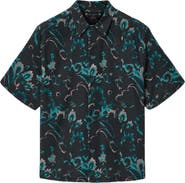 AllSaints Fortune Linen & Cotton Short Sleeve Button-Up Shirt