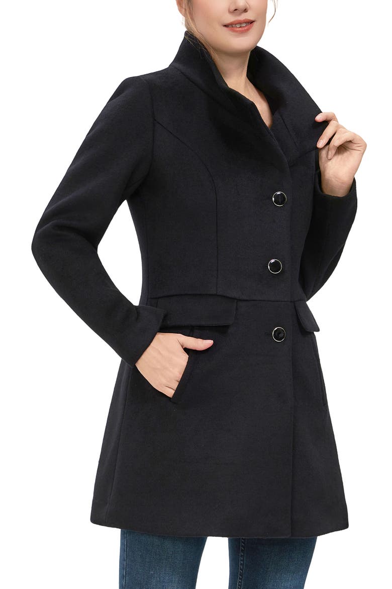 Women's Olivia Wool Blend Walking Coat, Alternate, color, Black