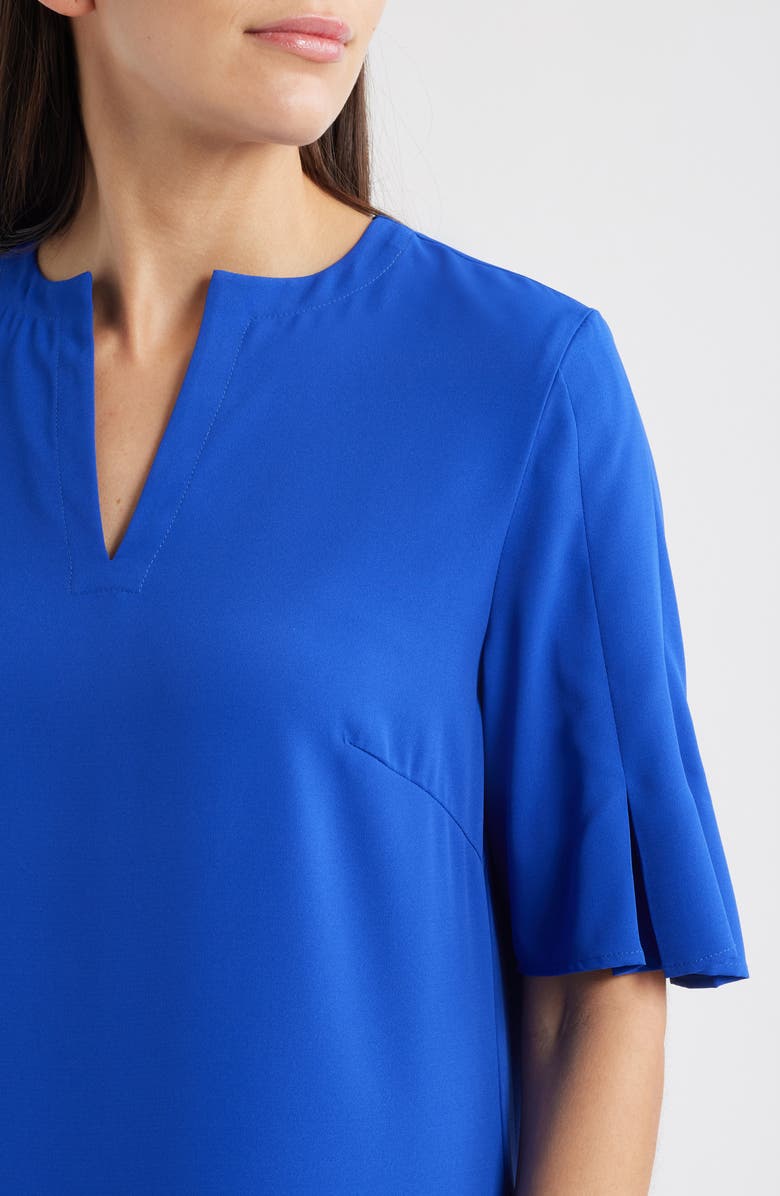 Ming Wang A Line Pleated Dress, Alternate, color, Sapphire Sea