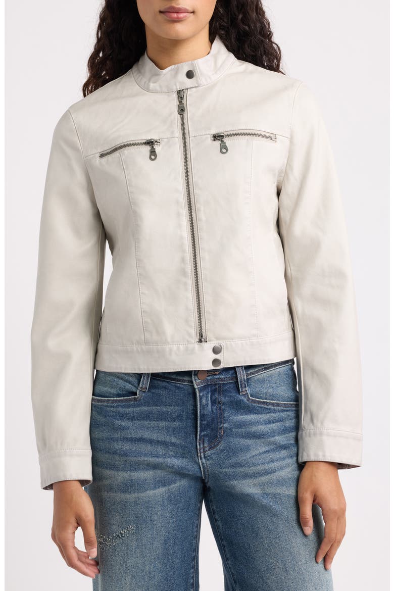 Alexis Faux Leather Moto Jacket, Alternate, color, WHITE