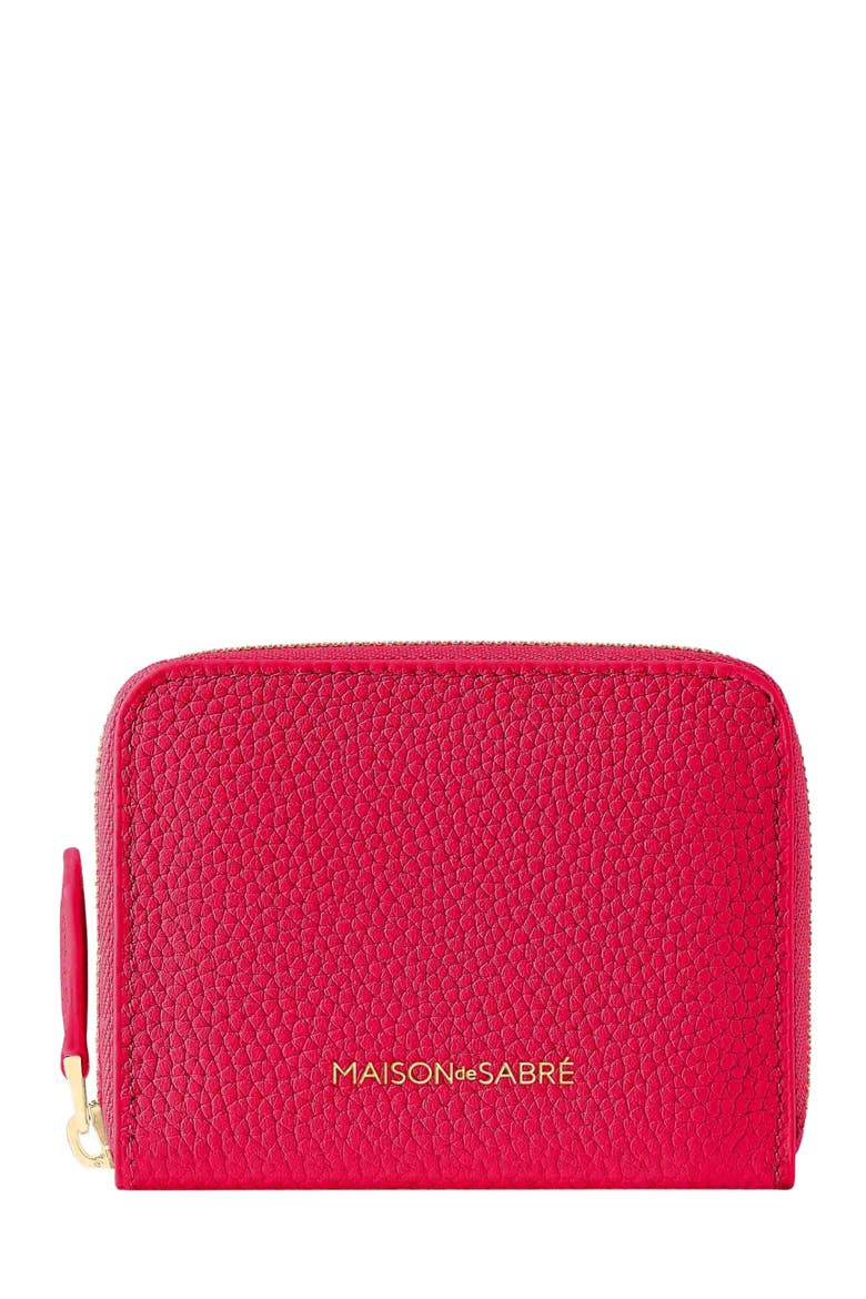 Small Leather Zipped Wallet, Main, color, Shibuya Fuchsia