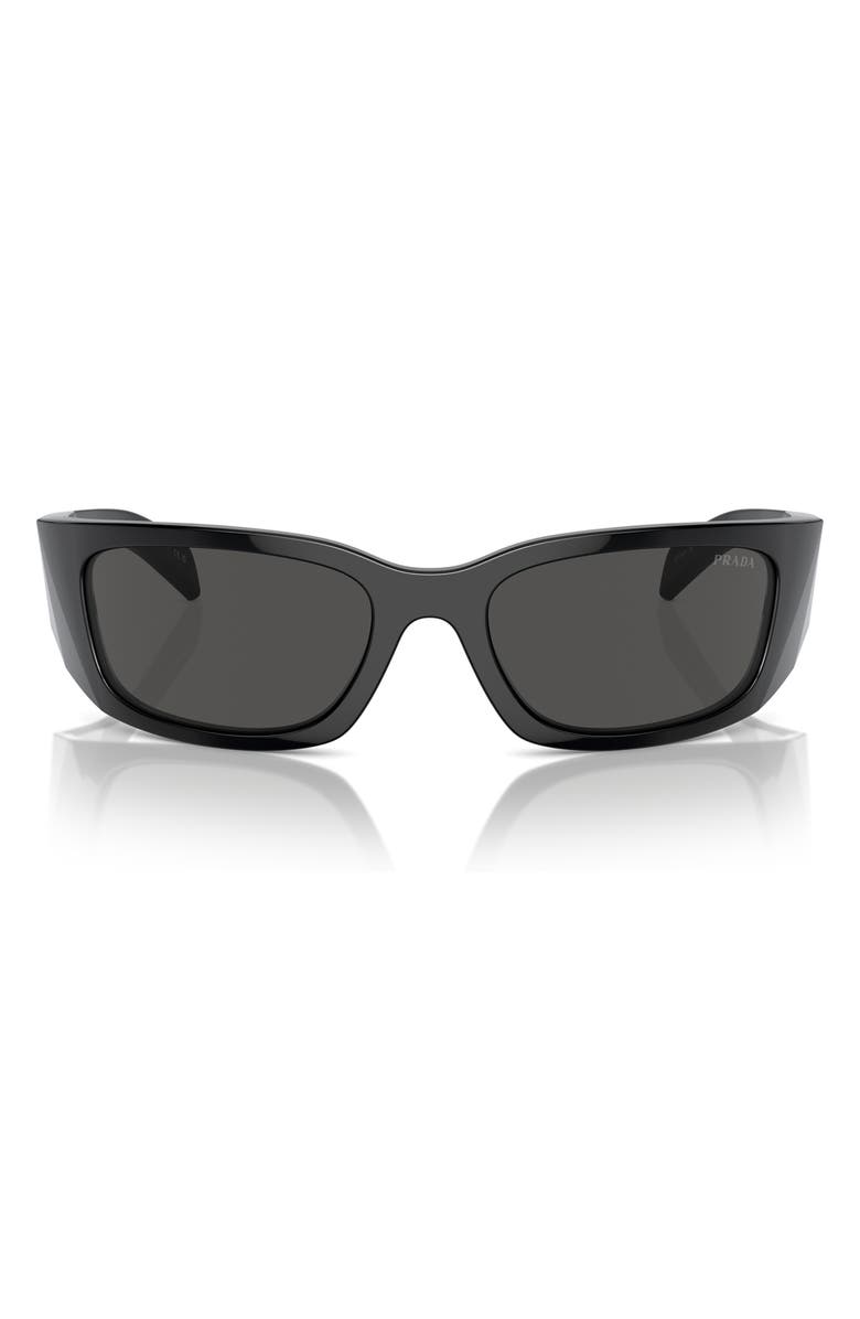 Prada 60mm Butterfly Polarized Sunglasses, Alternate, color, Black