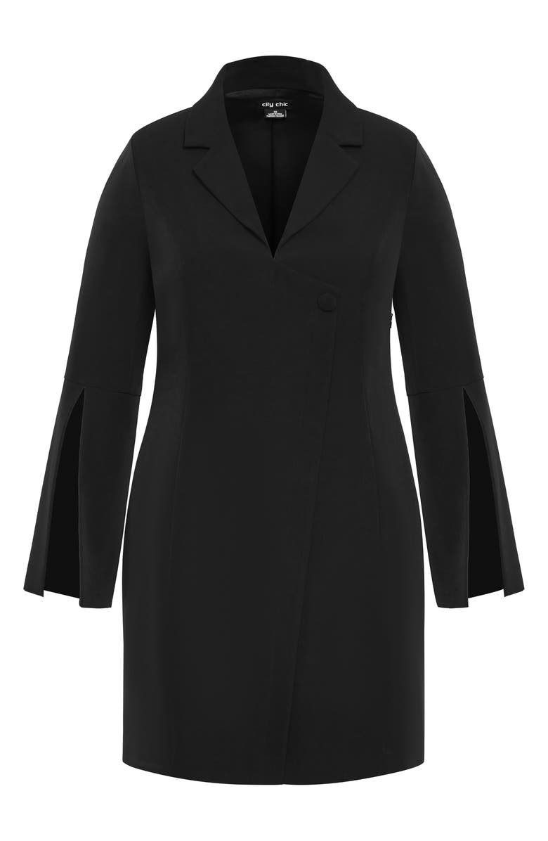 City Chic Ryleigh Long Sleeve Coat Dress, Main, color, Black
