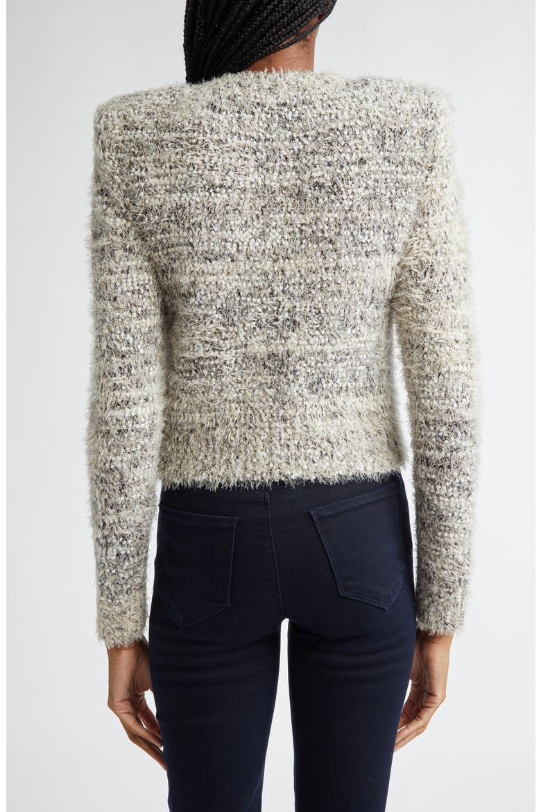 Una Crop Eyelash Tweed Cardigan, Alternate, color, BLACK/ IVORY/ GOLD MULTI