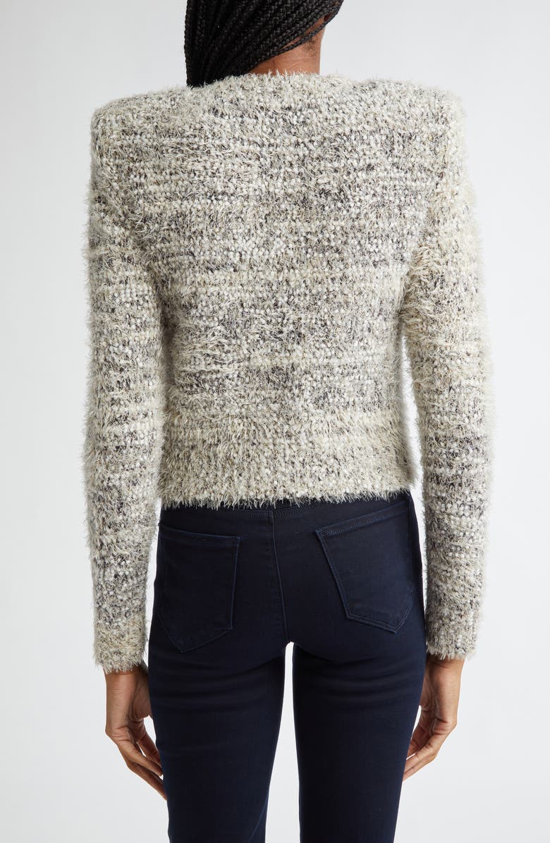 L'AGENCE Una Crop Eyelash Tweed Cardigan, Alternate, color,