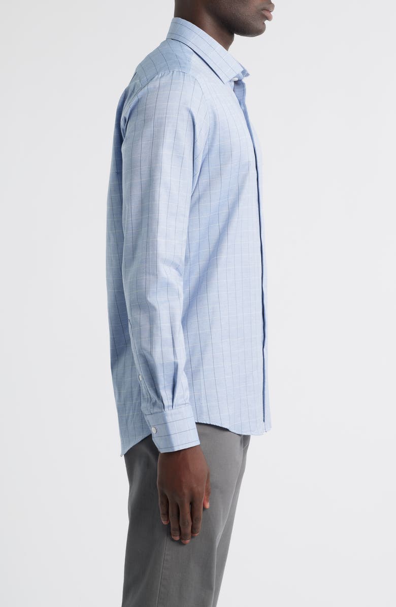 Scott Barber Regular Fit Windowpane Check Mélange Cotton Dobby Button-Up Shirt, Alternate, color, Blue