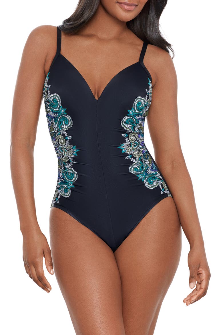 Precioso Temptation One-Piece Swimsuit, Main, color, BLACK MULTI