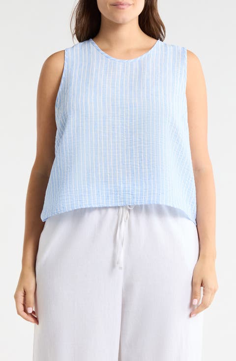 Stripe Sleeveless Cotton Top (Plus)