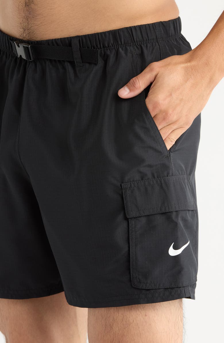 Nike 5-Inch Cargo Swim Trunks, Main, color, Black