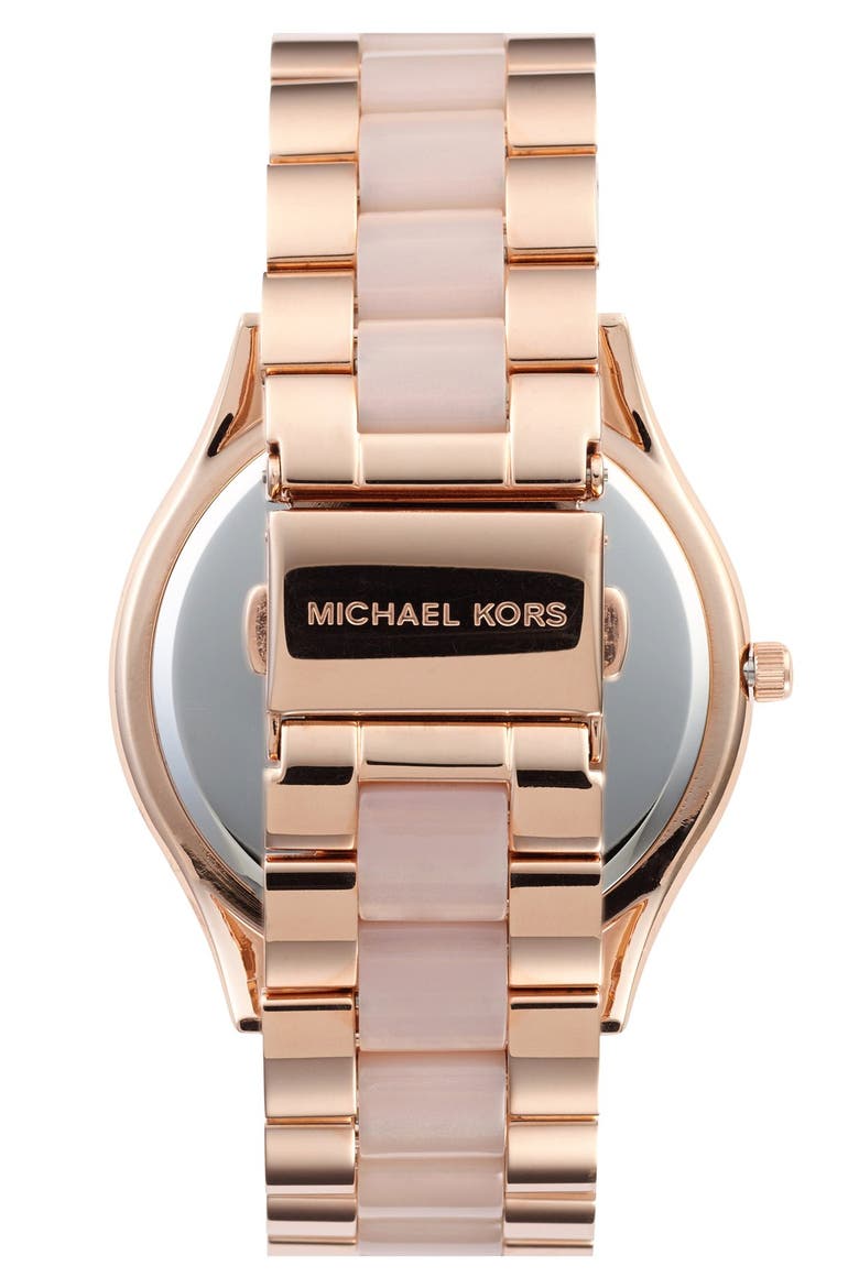 'Blair' Crystal Bezel Two-Tone Bracelet Watch, 39mm, Alternate, color, ROSE GOLD/ BLUSH