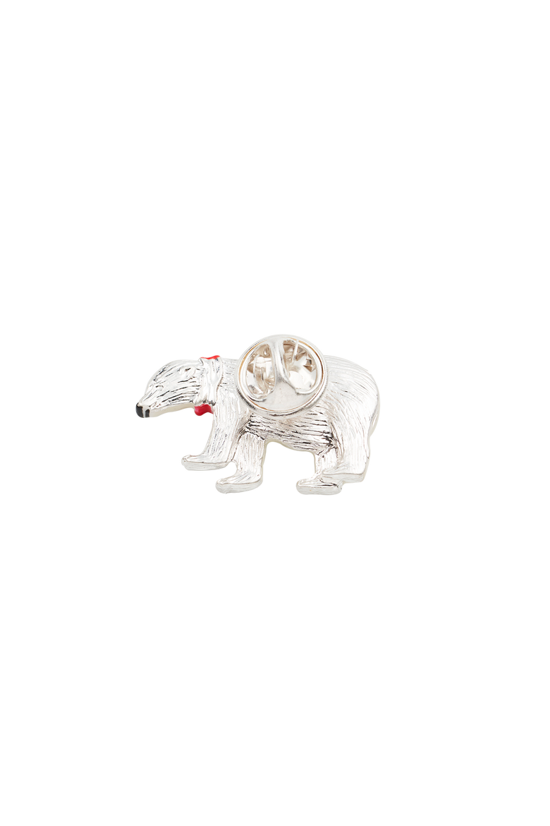 Cosy Polar Bear Enamel Brooch, Alternate, color, Silver