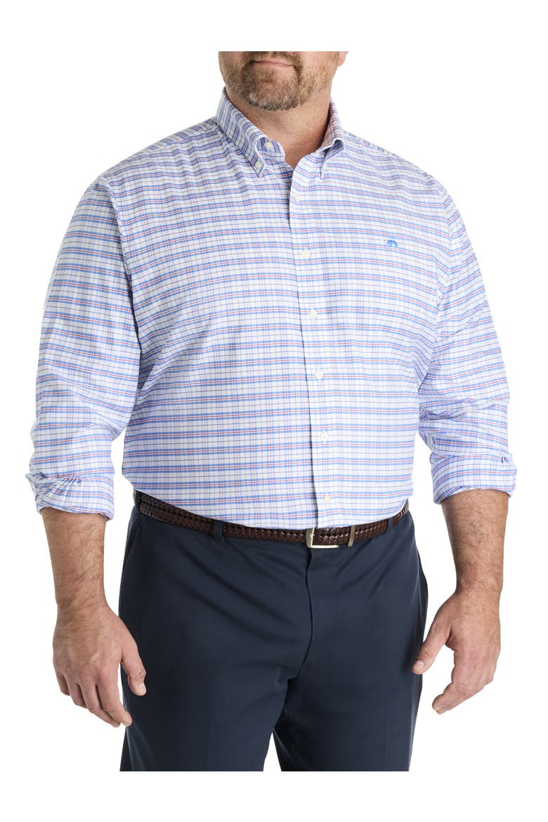 Big & Tall  Non-Iron Oxford Check Sport Shirt, Main, color, WHITE REGATTA