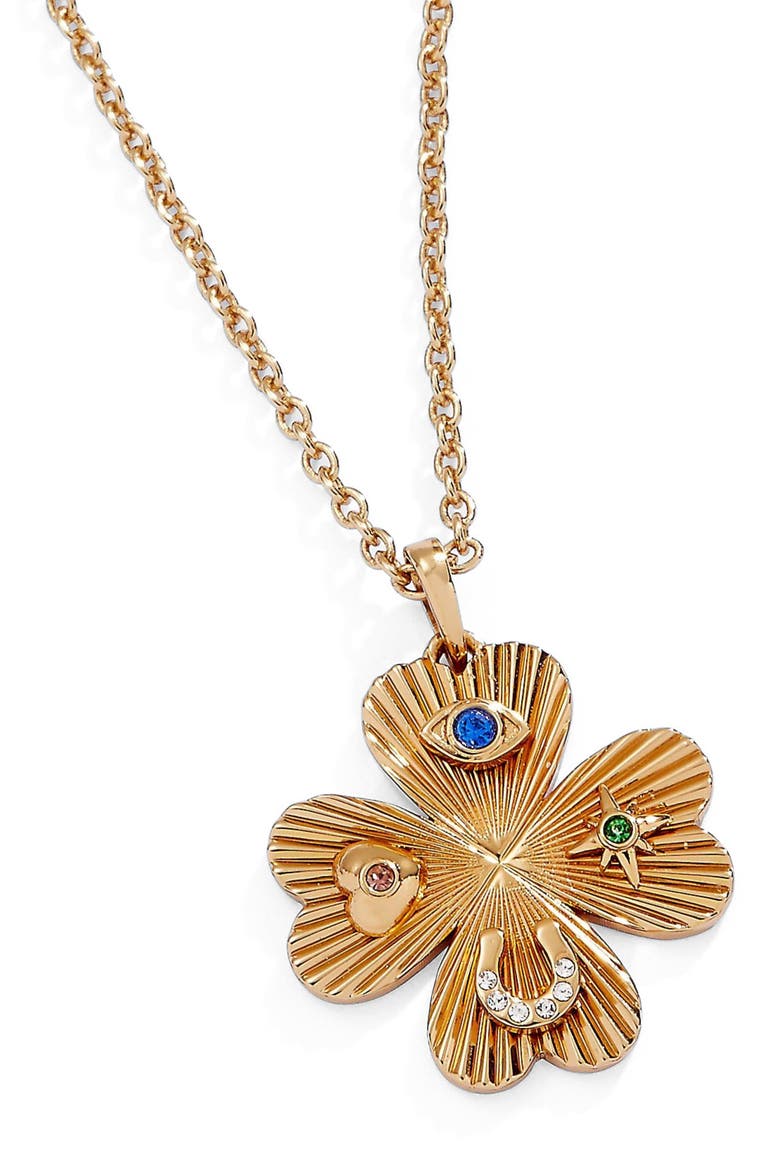 Lucky Four Leaf Clover  Necklace, Alternate, color, Gold