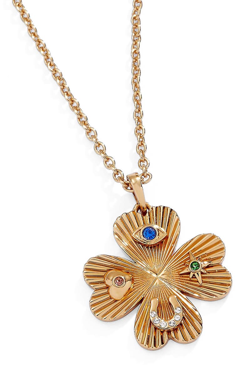 Alex and Ani Lucky Four Leaf Clover  Necklace, Alternate, color, Gold