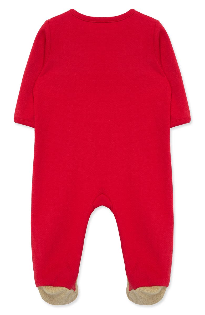 Little Me Holiday Bear Cotton Footie, Alternate, color, Red