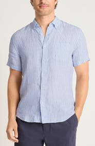 Bonobos Slim Fit Striped Linen Short Sleeve Shirt