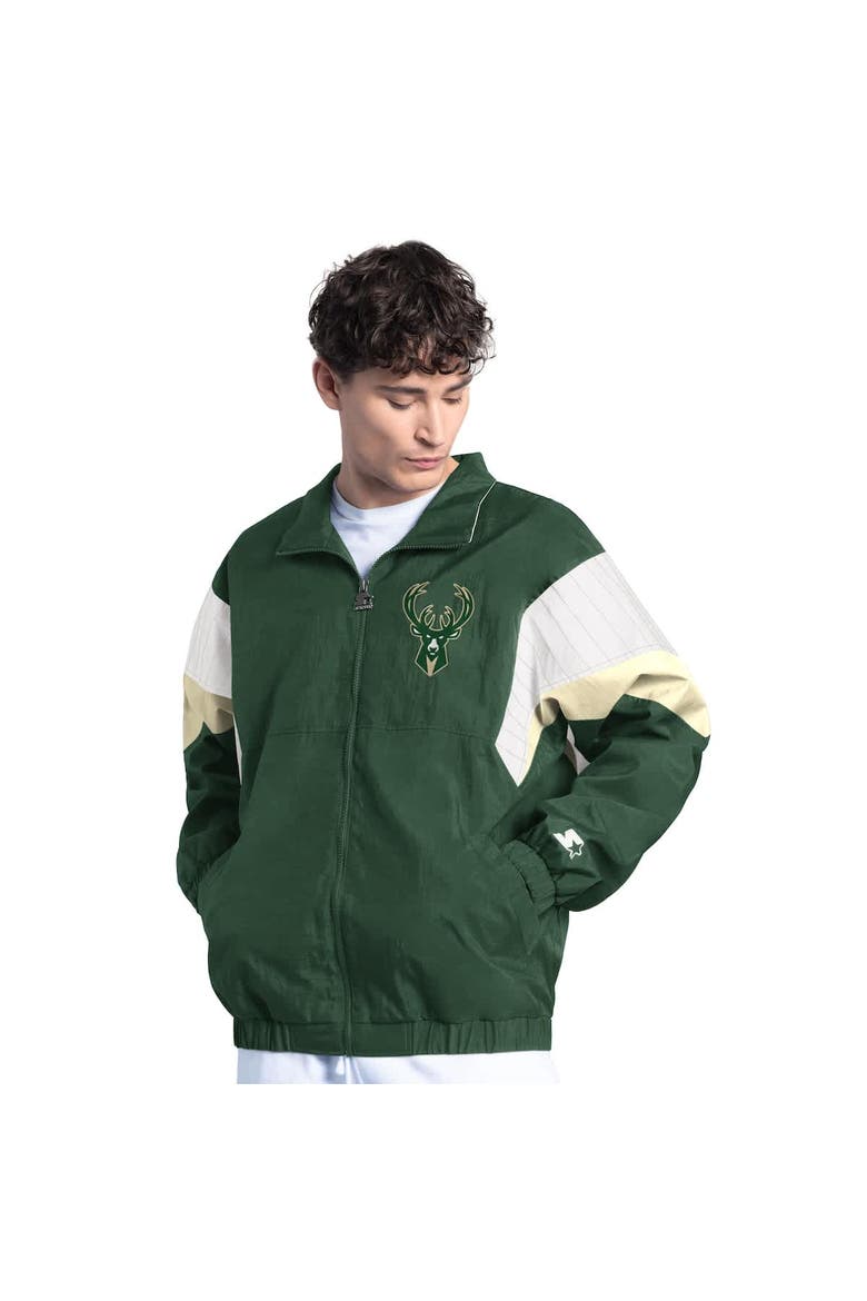 Men's Starter Hunter Green Milwaukee Bucks Yard Line Full-Zip Jacket, Alternate, color, Hunter Green