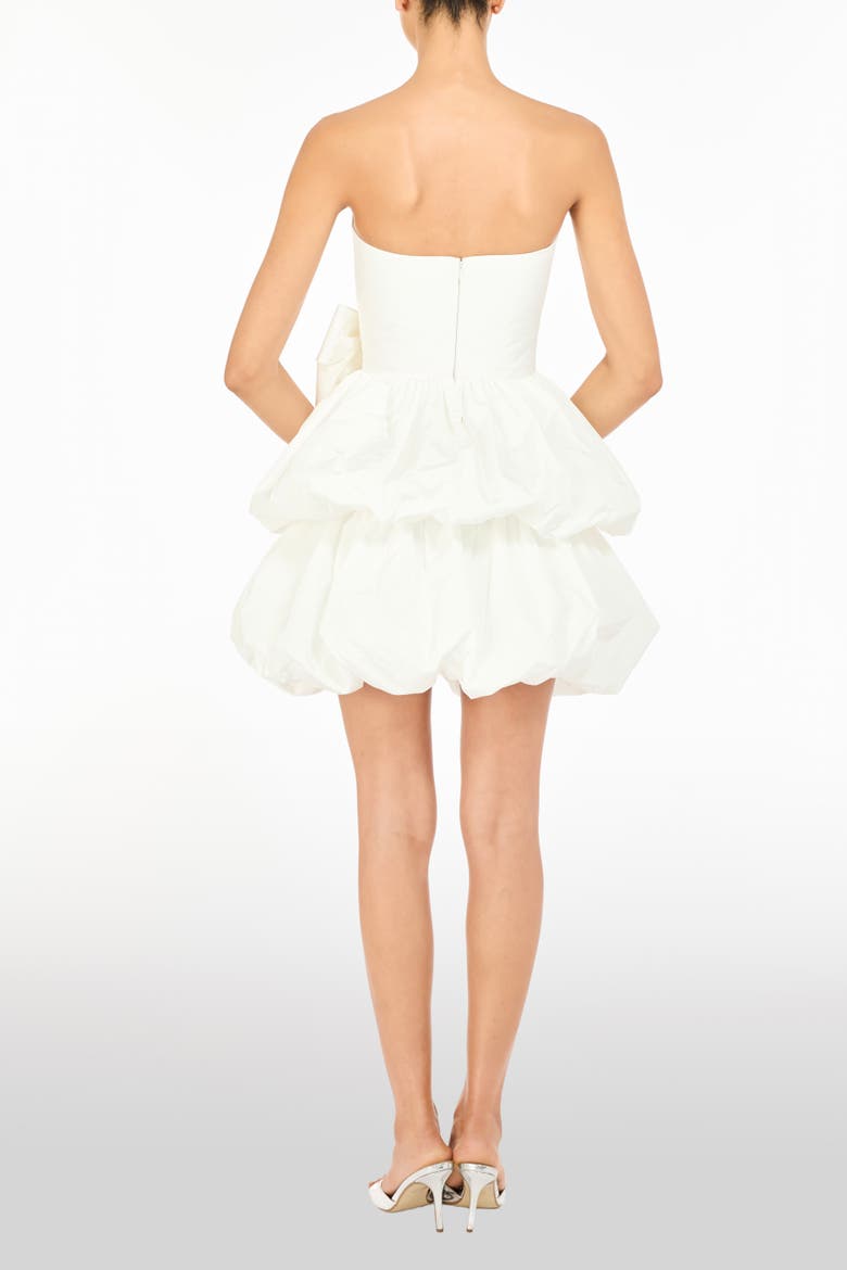 Elaine Bow Tiered Mini Dress, Alternate, color, Ivory