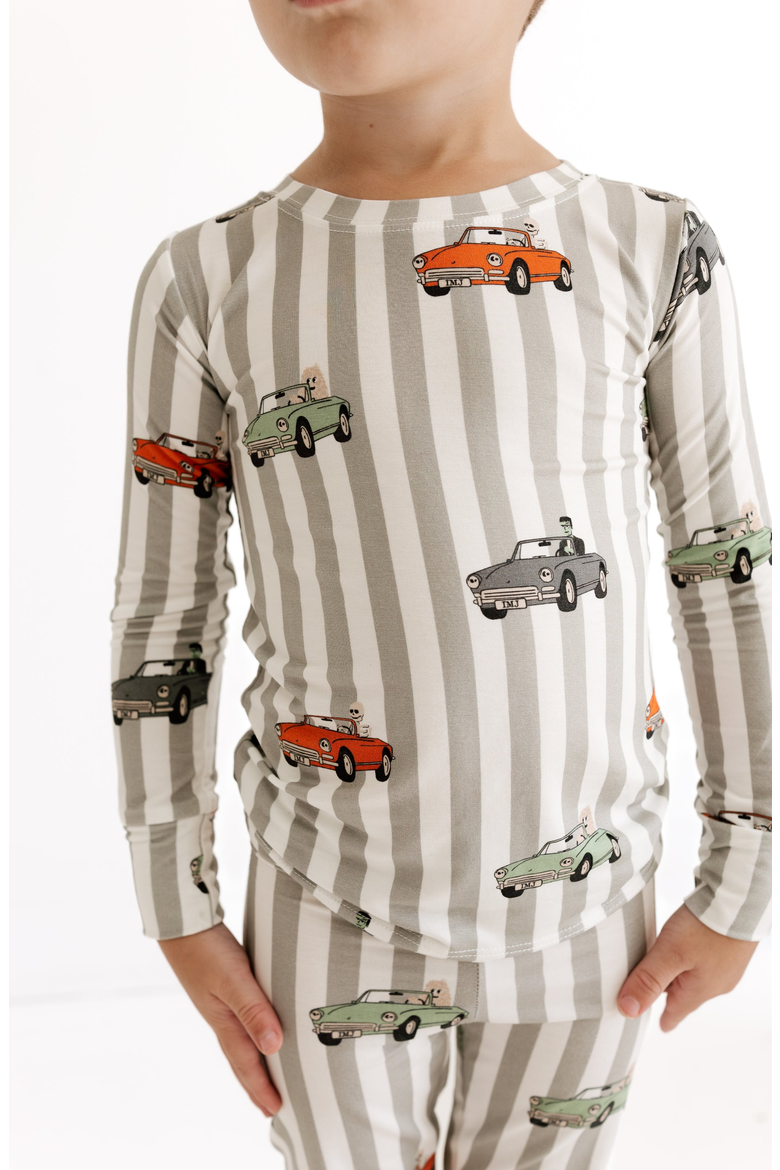 Spooky Little Riders Two Piece Pajama Set, Alternate, color, Grey / White