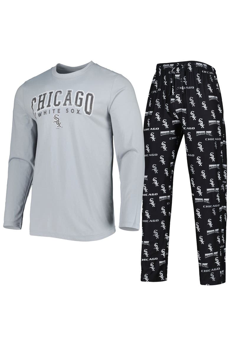 Men's Concepts Sport Black/Gray Chicago White Sox Breakthrough Long Sleeve Top & Pants Sleep Set, Main, color, Black