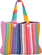 Faherty straw stripe beach tote
