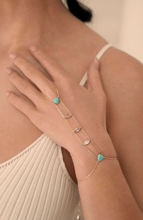 Ettika Reconstituted Turquoise Solstice Hand Chain In Gold