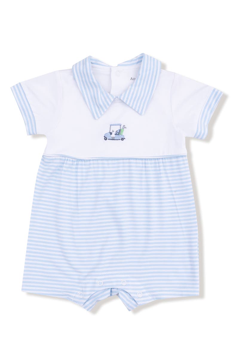 Angel Dear Golf Carts Polo Romper, Main, color, Blue/ White