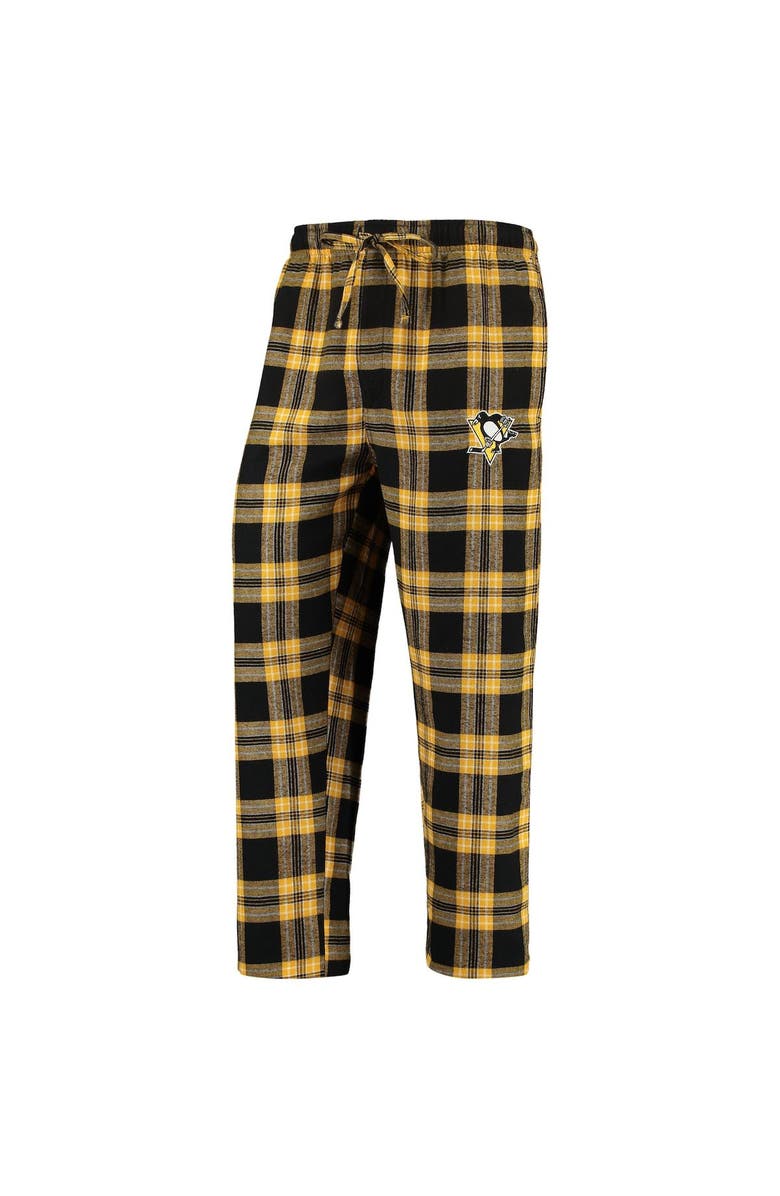 CONCEPTS SPORT Men's Concepts Sport Black/Gold Pittsburgh Penguins Takeaway Plaid Flannel Pants, Alternate, color, 