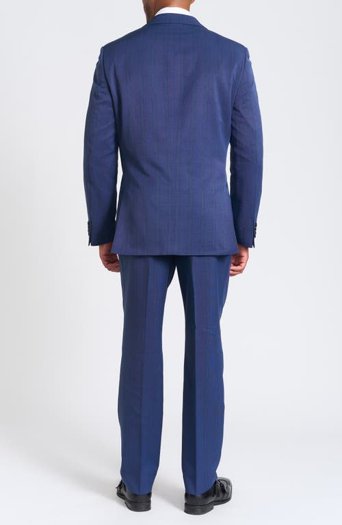 Savile Row Co Navy Plaid Slim Fit Suit In Blue
