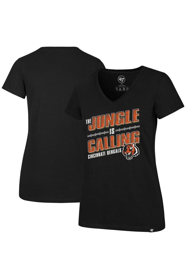 Women's '47 Black Cincinnati Bengals Team Regional Ultra Rival V-Neck T-Shirt, Main, color, Black