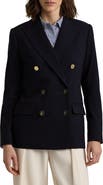 Lauren Ralph Lauren Double Breasted Stretch Wool Crepe Blazer