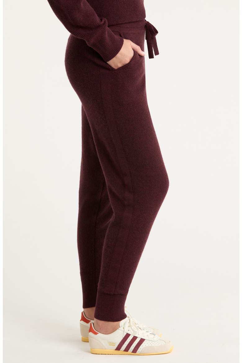 Wool & Cashmere Knit Joggers, Alternate, color, BURGUNDY FUDGE HEATHER