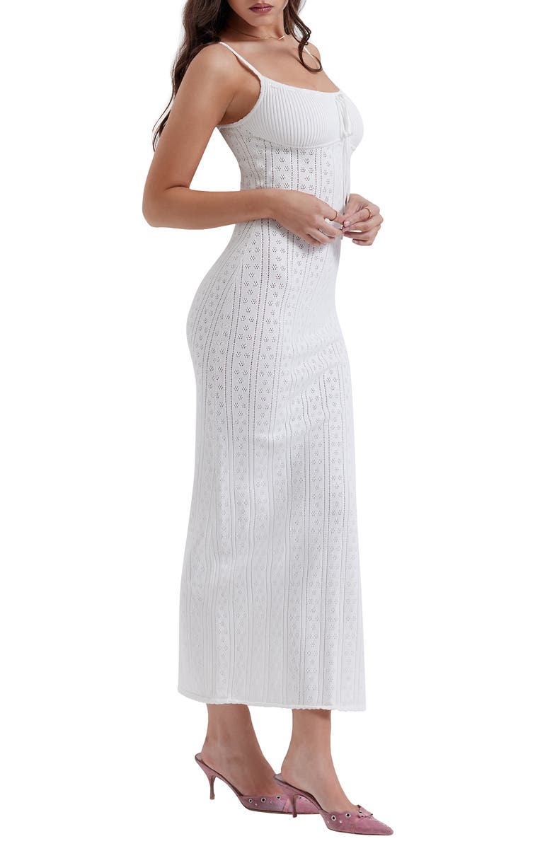 HOUSE OF CB Myla Pointelle Maxi Sweater Dress, Alternate, color, White
