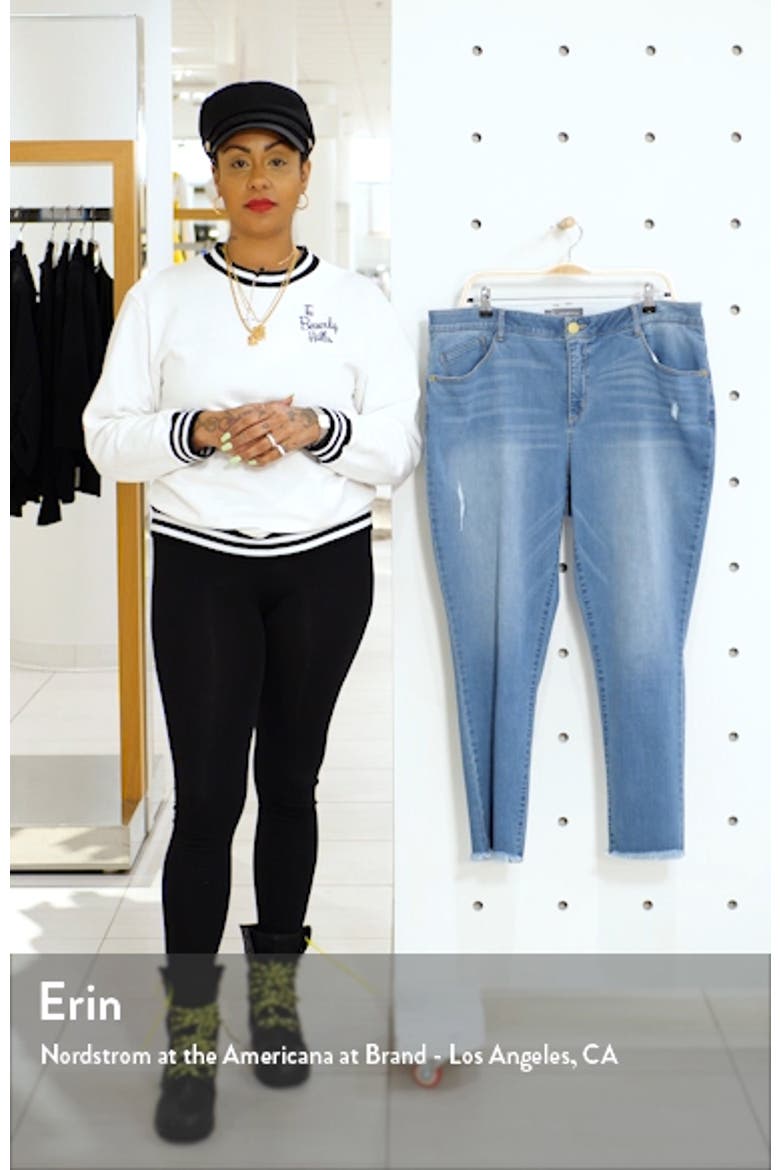 Ab-Solution High Waist Frayed Ankle Skinny Jeans (Nordstrom Exclusive) video