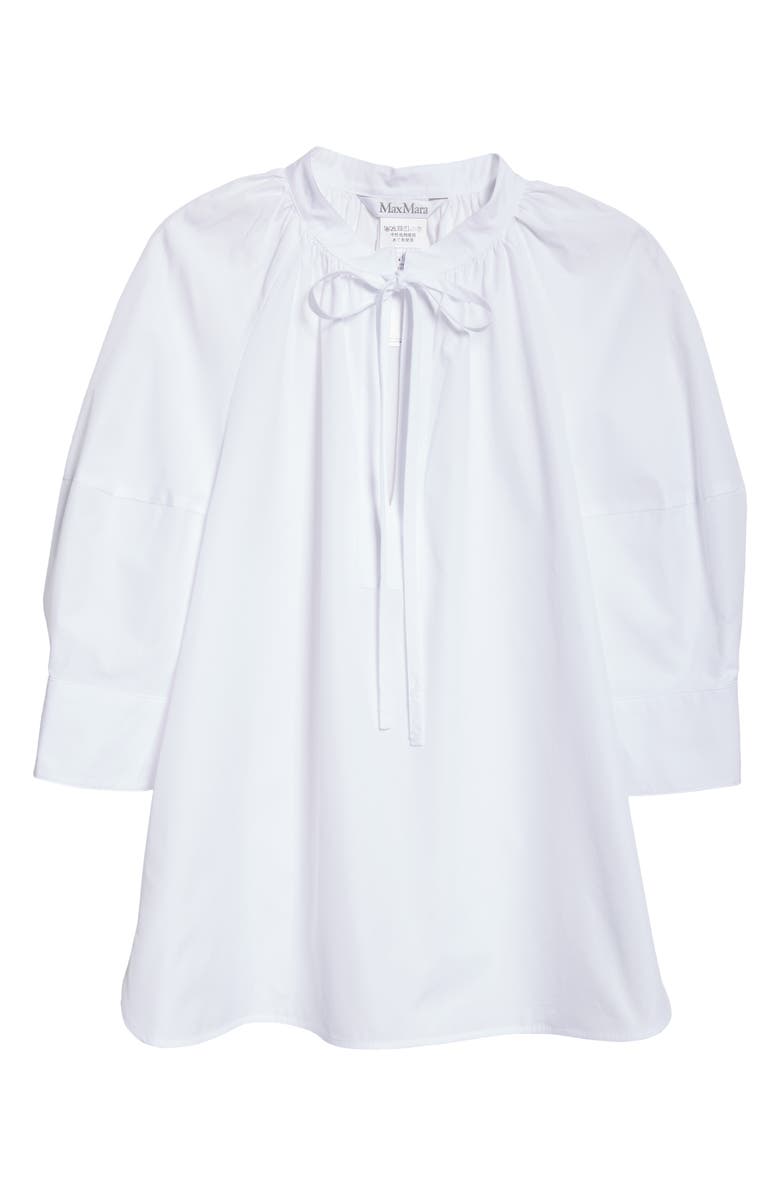 Max Mara Carpi Puff Sleeve Cotton Poplin Top, Alternate, color, 